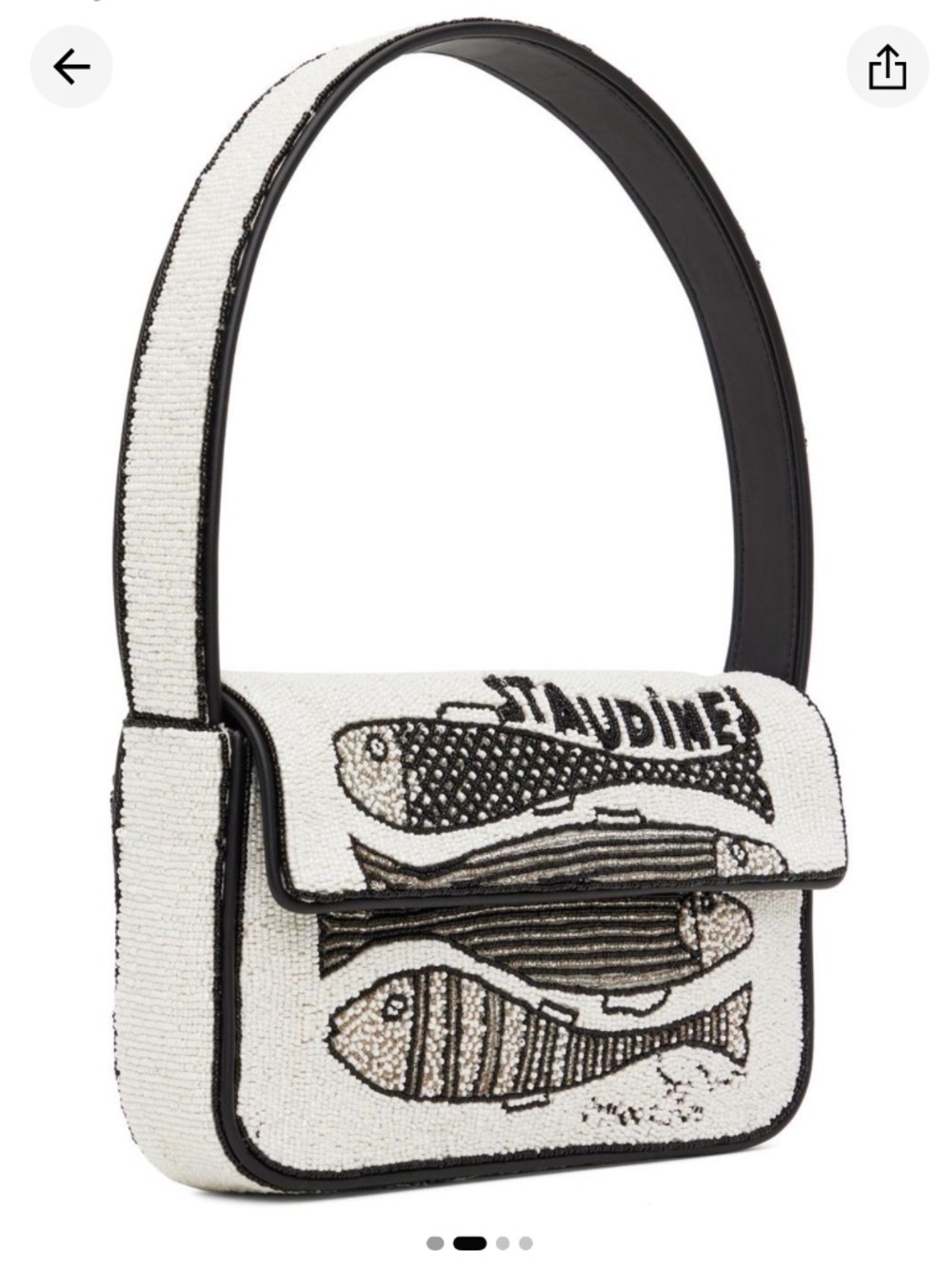 STAUD BEADED TOMMY BAG STAUDINES BLACK WHITE NWOT Limited Collection - Picture 2 of 7
